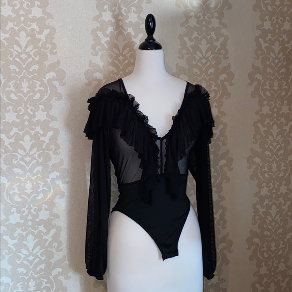 Black mesh bodysuit